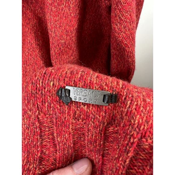 Versace Sport Men’s Wool Blend Funnel Neck Sweater Size XXL Red Marled Luxurious - Picture 3 of 8